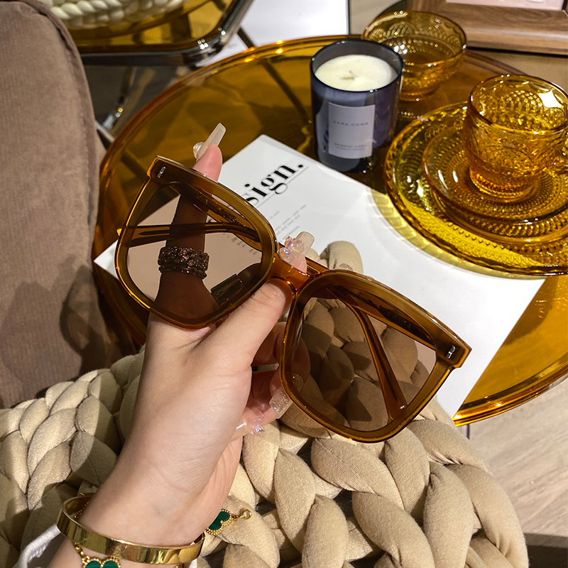 frida gm墨镜女复古镜框茶色素颜经典个性时尚太阳镜方圆形眼镜