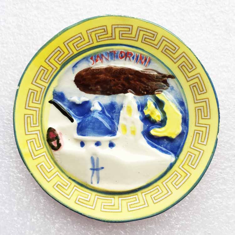 希腊圣托里尼爱琴海旅游纪念立体风景冰箱贴 陶瓷彩绘装饰磁性贴
