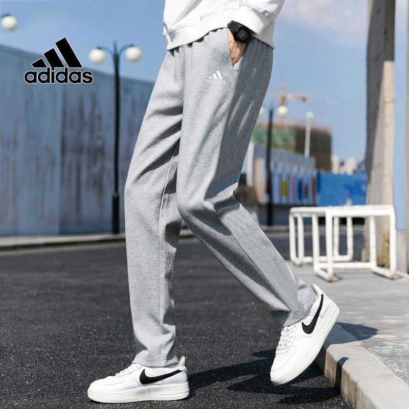 adidas阿迪达斯男裤2024春夏季灰色裤子直筒运动裤宽松休闲长裤子