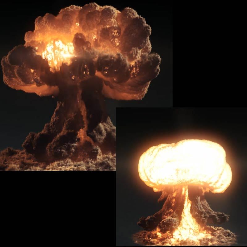 巨大红色高清实拍蘑菇云爆炸核弹核武器威力动画特效视频素材