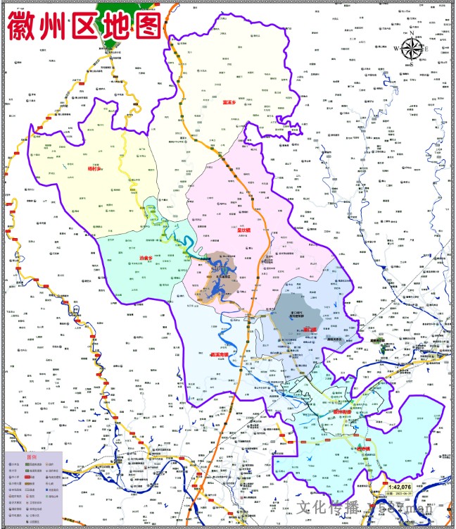2022年6月安徽黄山市徽州区定制行政交通旅游乡镇村落分布地图