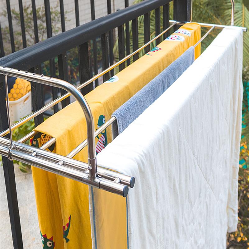 阳台栏杆晾衣架晒鞋神器窗户挂钩在护栏上的置物架伸缩晒衣服架子