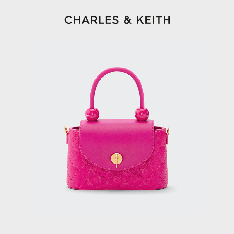 CHARLES＆KEITH女包CK2-50701121时尚潮流菱格链条手提斜挎包婚包