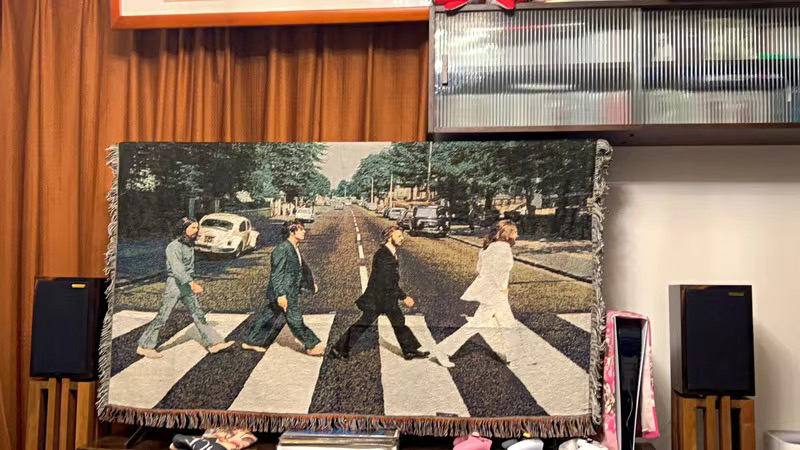 出口外贸复古风披头士摇滚乐队挂毯美式挂画万能盖巾艺术挂布盖毯