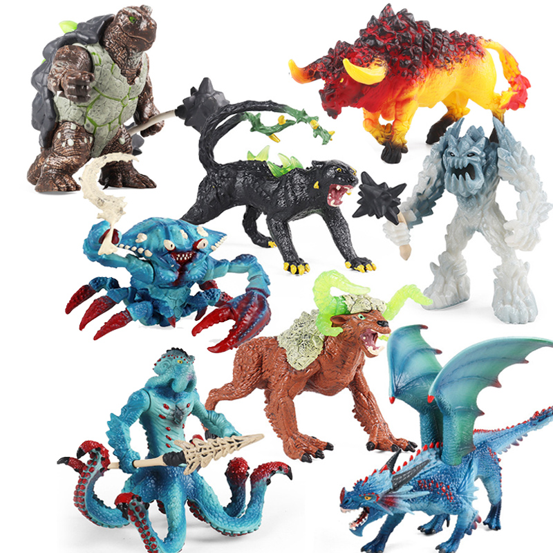 仿真魔兽模型玩具实心黑豹石牛怪冰魔人恐龙章鱼水蟹怪西方冰龙