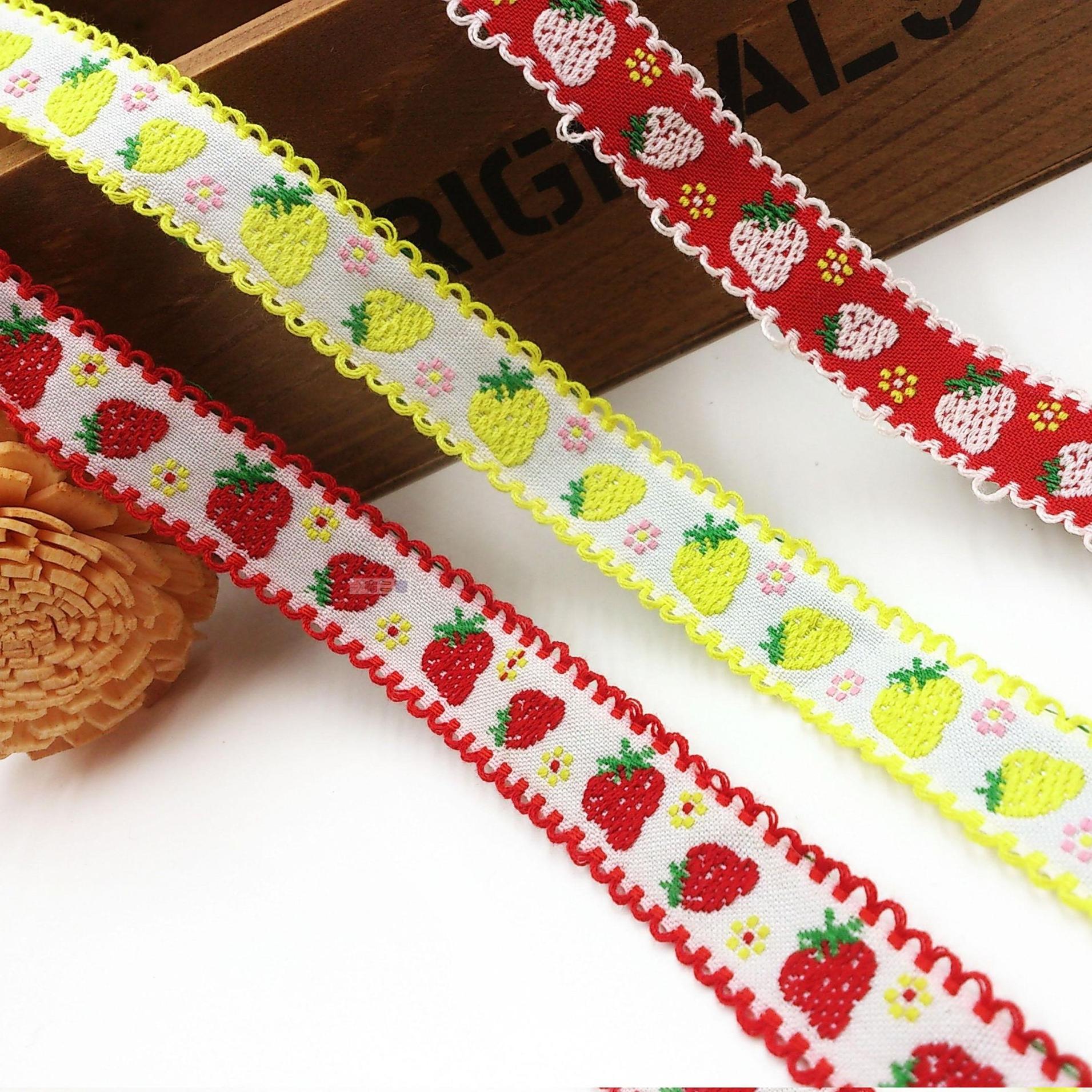 民族织带提花彩带装饰服装辅料配件草莓图案装饰带条布1.5cm宽