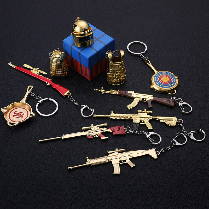 吃鸡模型枪迷你钥匙扣男孩和平精英玩具AWM武器98K金属挂件礼物