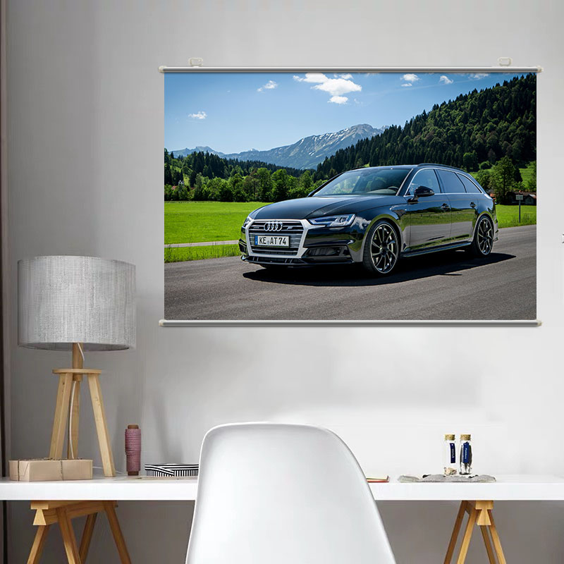 Audi a4汽车高清壁纸墙贴照片写真来图定制宿舍卧室海报卷轴挂画