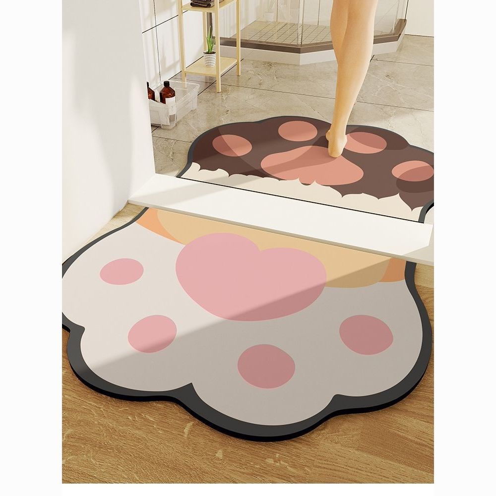 简约地毯浴室门口硅藻泥地垫可爱软垫洗澡防滑垫地垫猫咪爪子图案