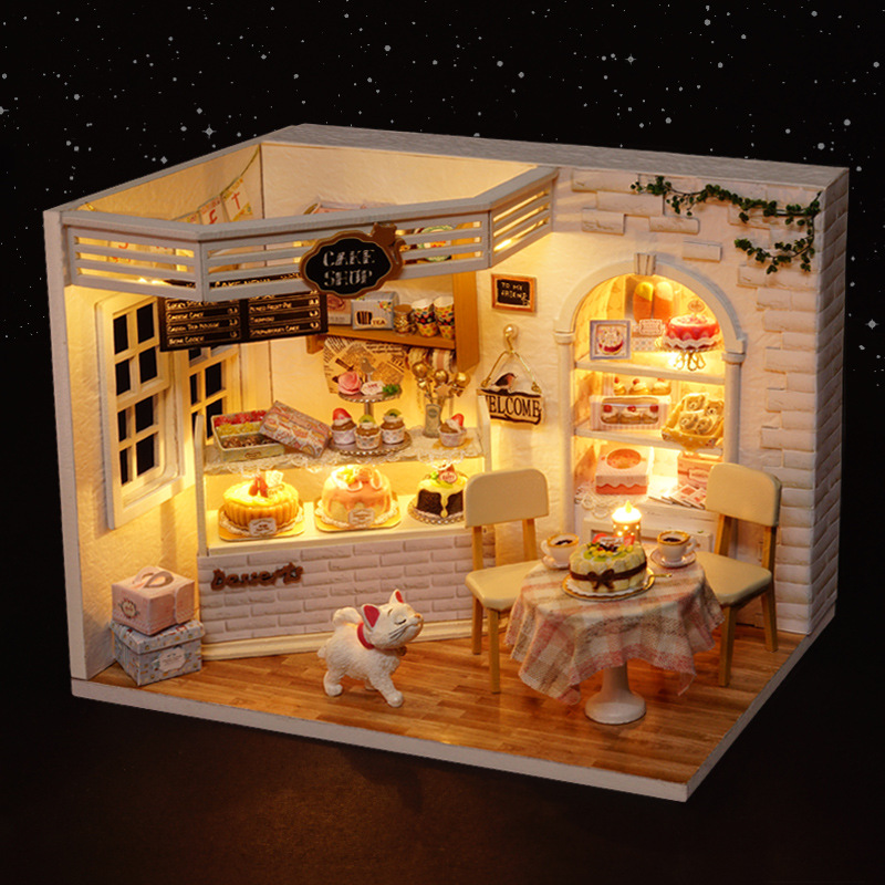 蛋糕店DIY小屋面包奶茶甜品店模型迷你房子玩具屋手工组装小店铺