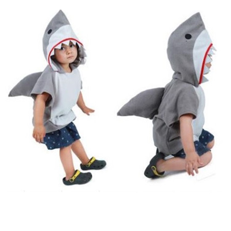 儿童动物衣服卡通人偶鲨鱼cos服鲨鱼服装演出服海底世界角色扮演