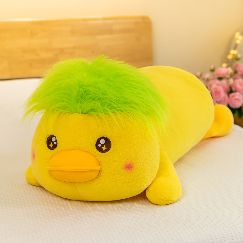 丑萌绿毛鸭毛绒玩具儿童DIY发型鸭玩偶可爱家居靠枕女生睡觉抱枕