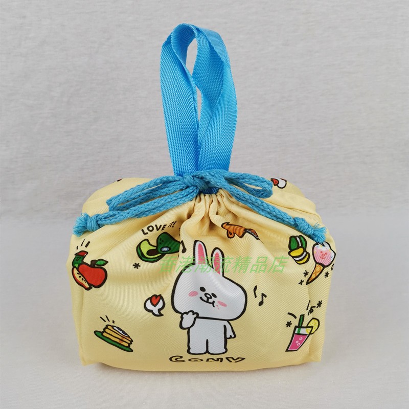 港版布朗熊可妮兔可爱卡通印图尼龙布质餐盒手提袋饭盒袋午餐袋