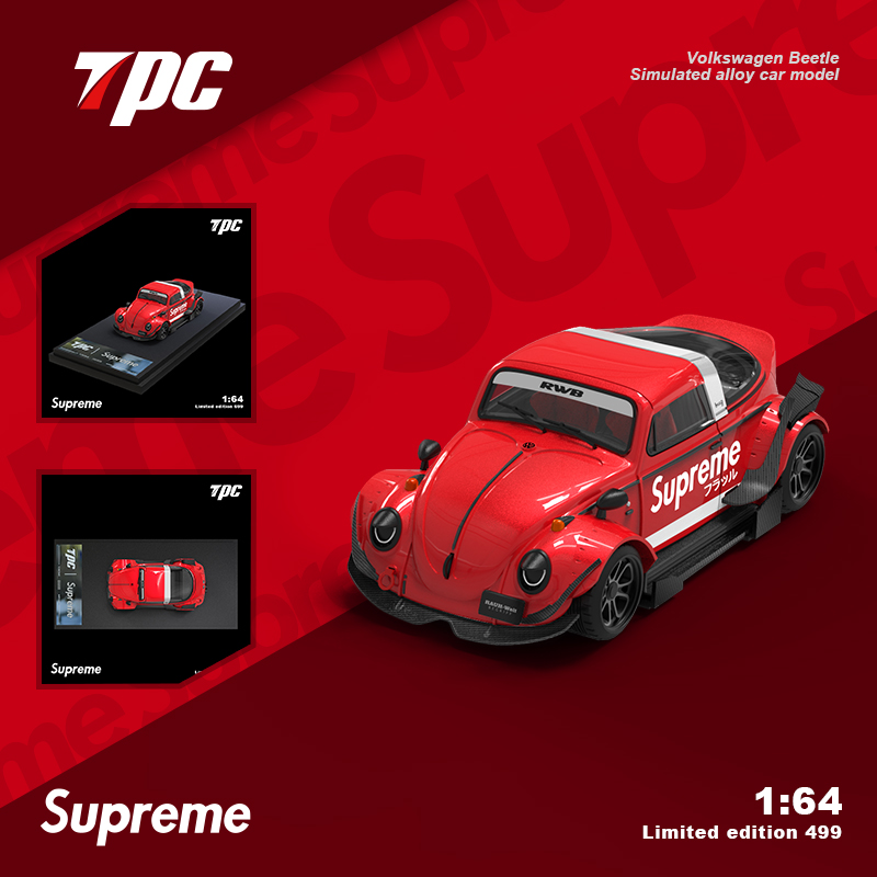 TPC 1:64 大众甲壳虫 RWB改装 红色 Supreme 合金仿真汽车模型