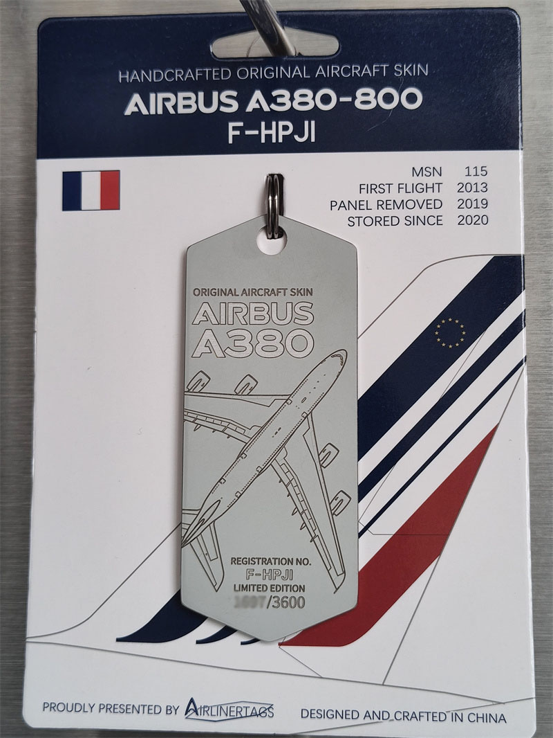 Airlinertags 空客Airbus 法航A380退役飞机蒙皮航空行李牌钥匙扣