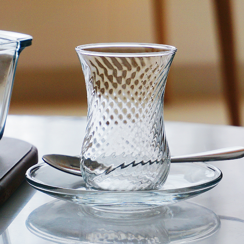 土耳其进口红茶杯隐纹特色冰滴咖啡玻璃杯配搭特浓咖啡花茶透明杯