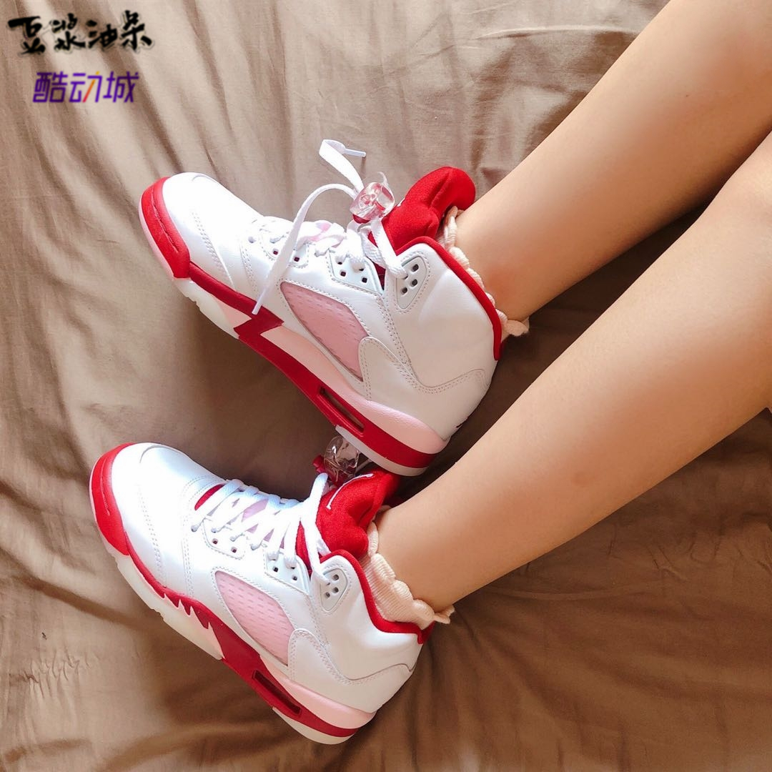 Air Jordan 5 GS AJ5白粉兔子红情人节女鞋 440892-106