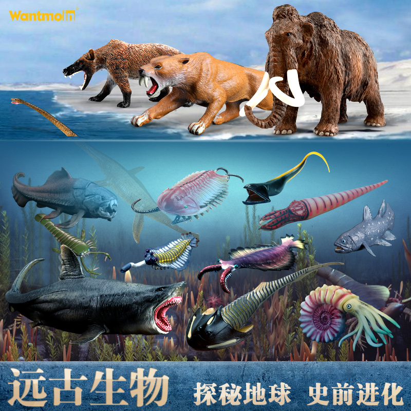 仿真史前巨兽儿童玩具 远古海洋动物模型蝎奇虾中华鲟甲骨鱼鲨鱼