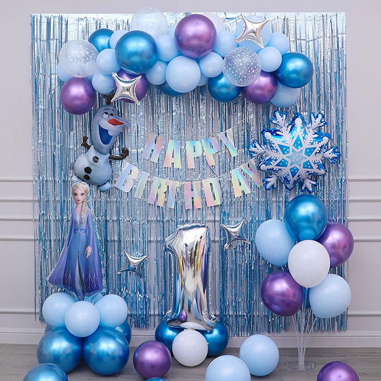 冰雪奇缘生日主题场景布置女孩艾莎公主气球装饰女宝儿童派对背景