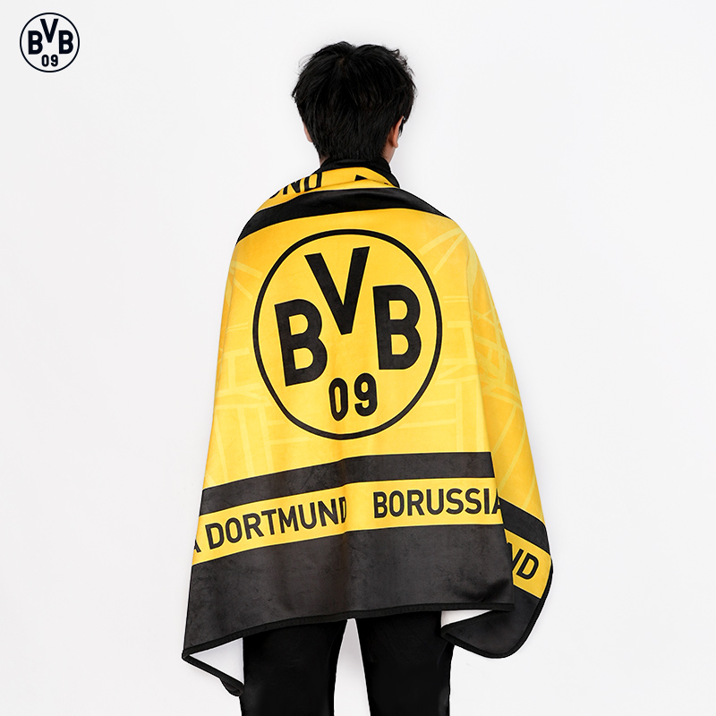 多特蒙德BVB助威毛毯字母黄黑色队徽款球迷周边礼物小毯子