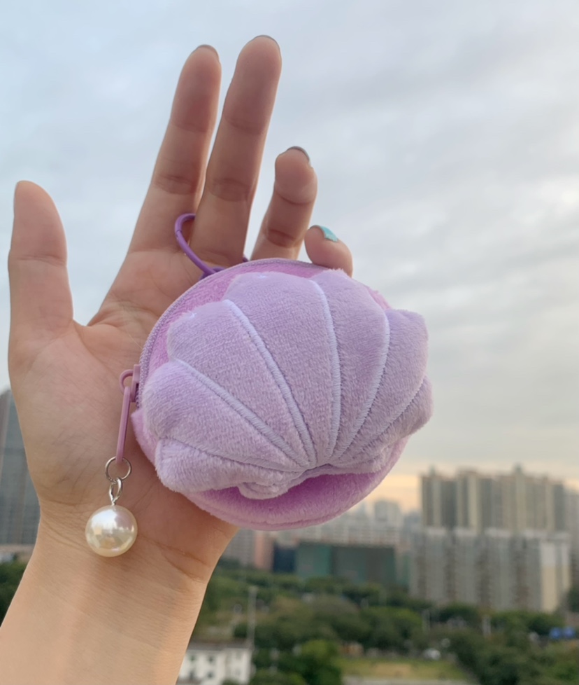 紫色贝壳挂件包张艺兴贝壳女孩零钱包耳机包口红包张艺兴应援周边