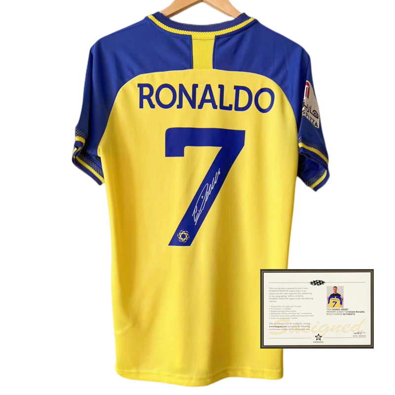 利雅得胜利C罗签名球衣 罗纳尔多短袖印签足球衣球员版球迷版