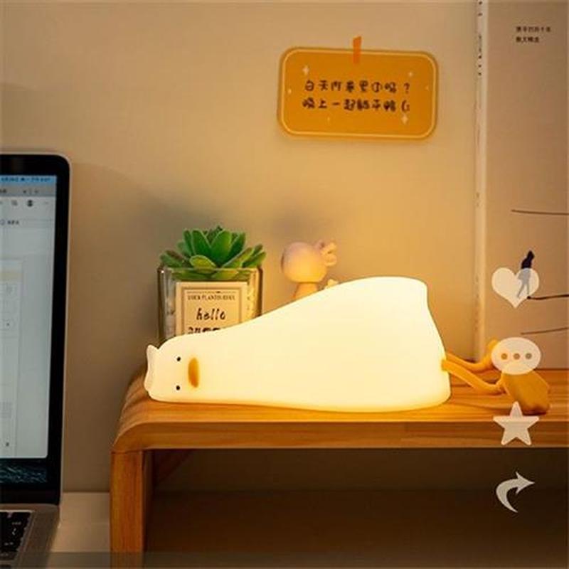 LED Night Light USB Rechargeable Silicone Duck Lamp Patting