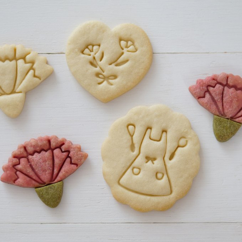 新款母亲节康乃馨花朵饼干模具可爱卡通曲奇模手工DIY礼物烘焙工