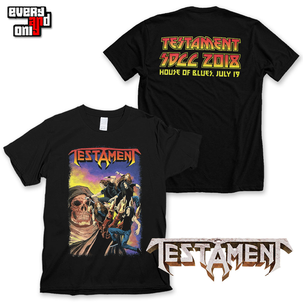 Testament激流金属乐队Comic Con Tour 2018鞭打敲击美式半袖T恤