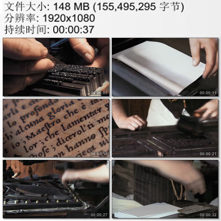 国外活字印刷 英国图书出版 印刷厂手工作坊 实拍动态视频素材