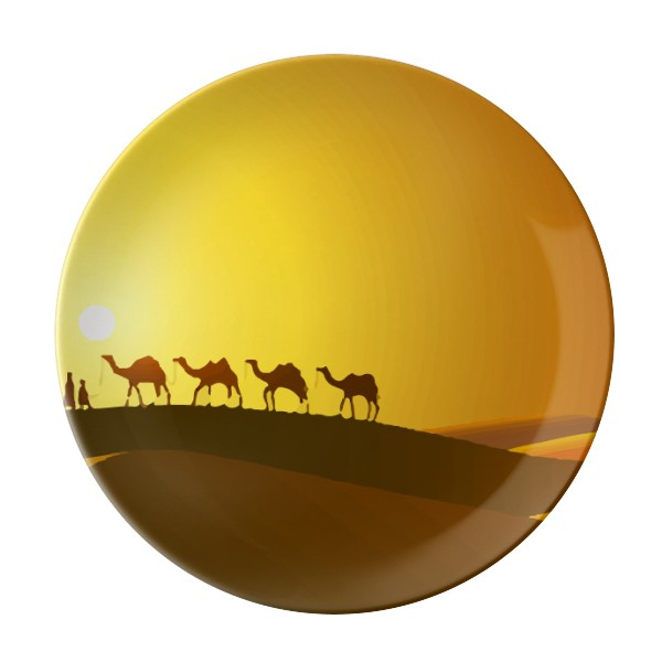 夕阳丝绸之路骆驼沙漠陶瓷餐盘子8寸月光盘餐具家居礼物
