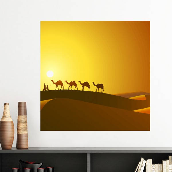夕阳丝绸之路骆驼沙漠墙贴壁纸房间贴花