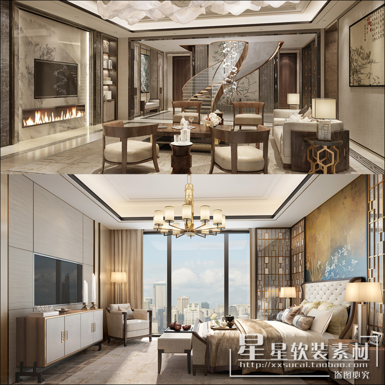 上海复式豪宅730㎡设计方案+效果图+施工图CAD+照明方案+报价