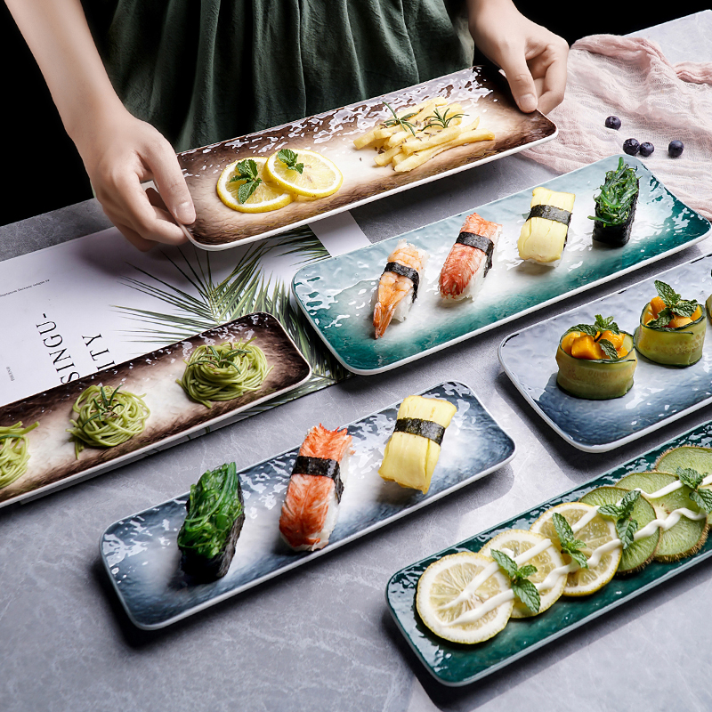 日式寿司盘子长条盘点心盘创意小吃盘西餐盘刺身盘长碟子日式餐具