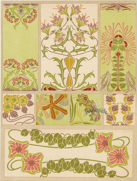 设计素材 40个新艺术派Art Nouveau风格复古图案 JPEG