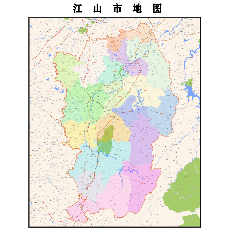 衢州江山市地图2023年行政区划市区主城区街道交通地图图片素材
