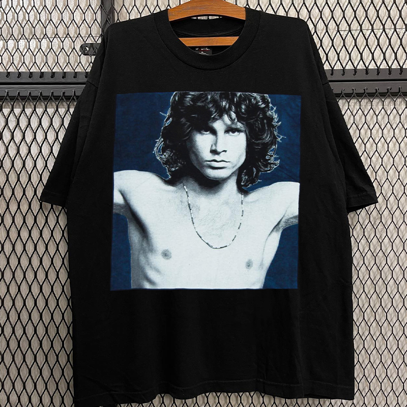 Jim Morrison吉姆莫里森摇滚大门乐队复古经典oversize短袖T恤男