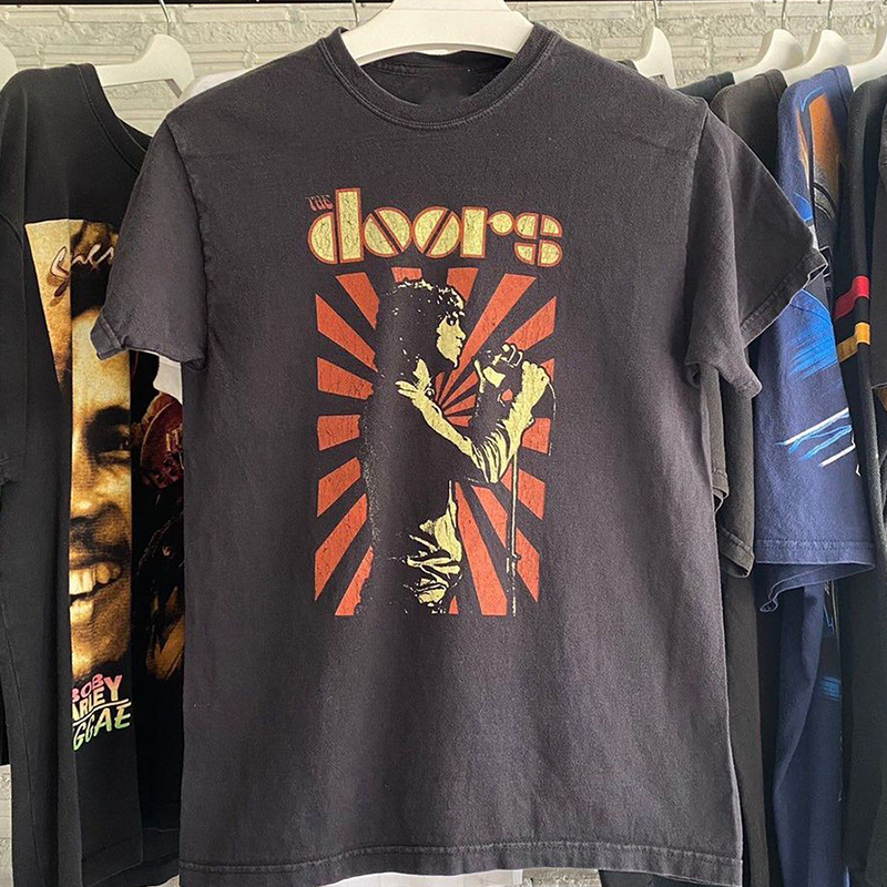 The Doors大门乐队吉姆 莫里森人像复古印花vintage短袖男女T恤棉