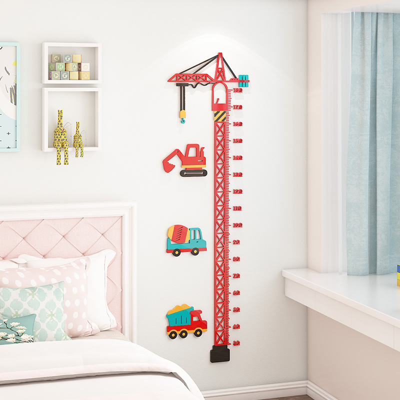 宝宝身高墙贴纸测量尺亚克力3d立体儿童房间布置男孩卧室墙面装饰