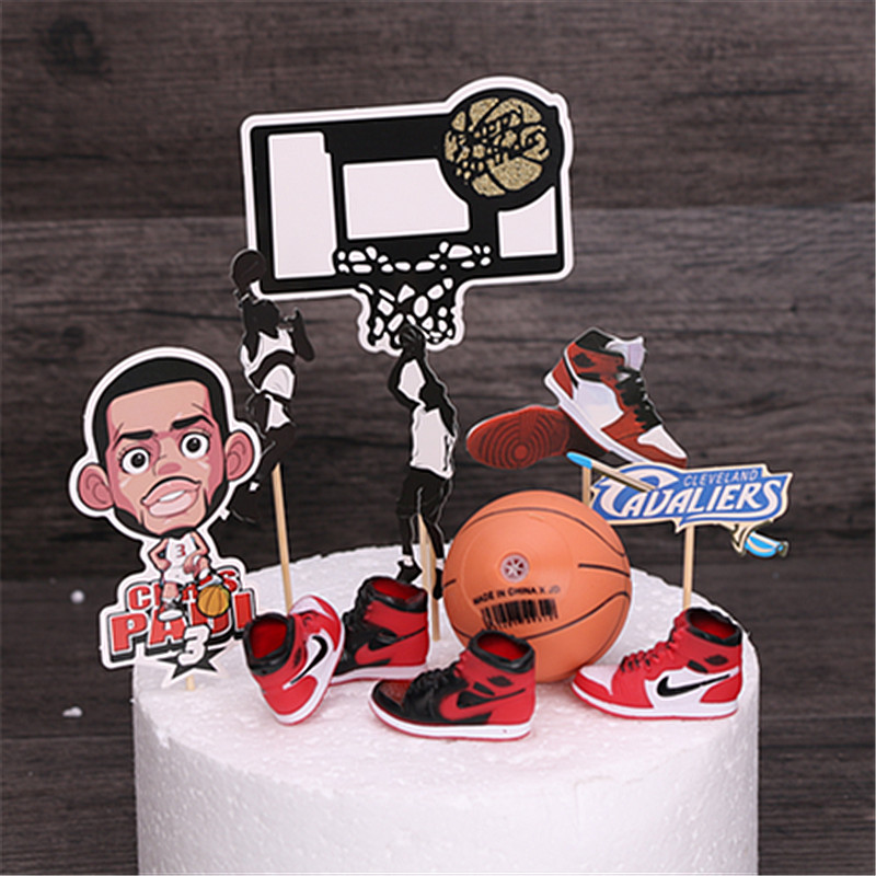 蛋糕装饰摆件篮球球鞋球框篮球架鞋盒生日快乐插件男神烘焙配件