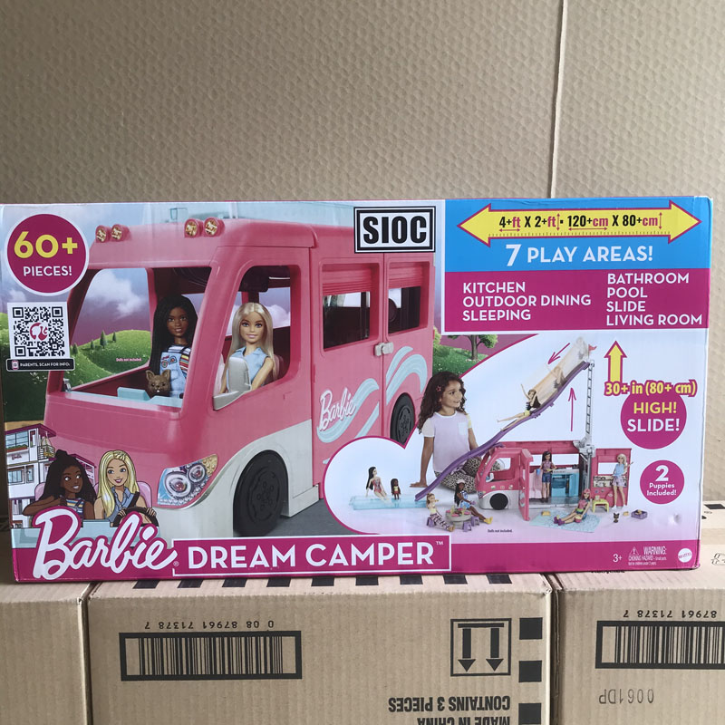 芭比娃娃梦想露营房车HCD46趣味玩乐屋女孩过家家玩具HCK77