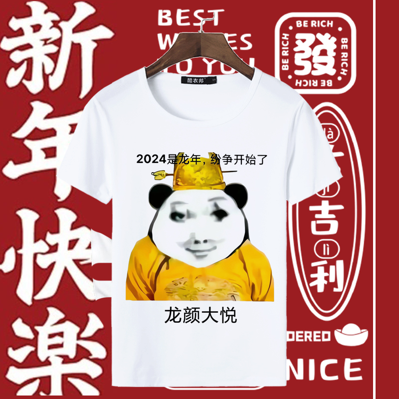 2024龙年龙图龙玉涛T恤男女短袖恶搞趣味表情包斗图学生衣服