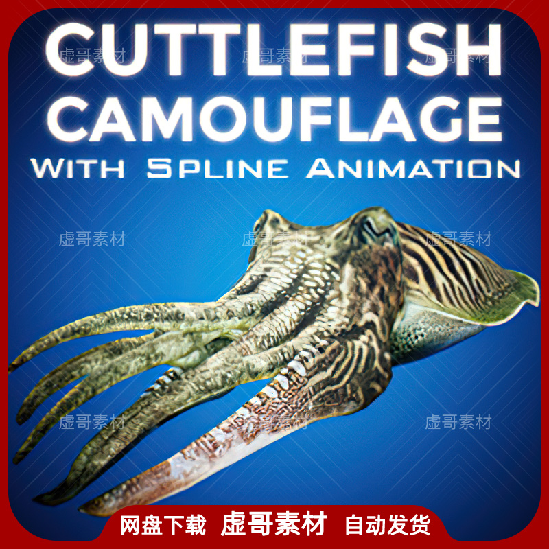 UE4UE5模型 Cuttlefish Camouflage 变色乌贼章鱼墨鱼动画模型