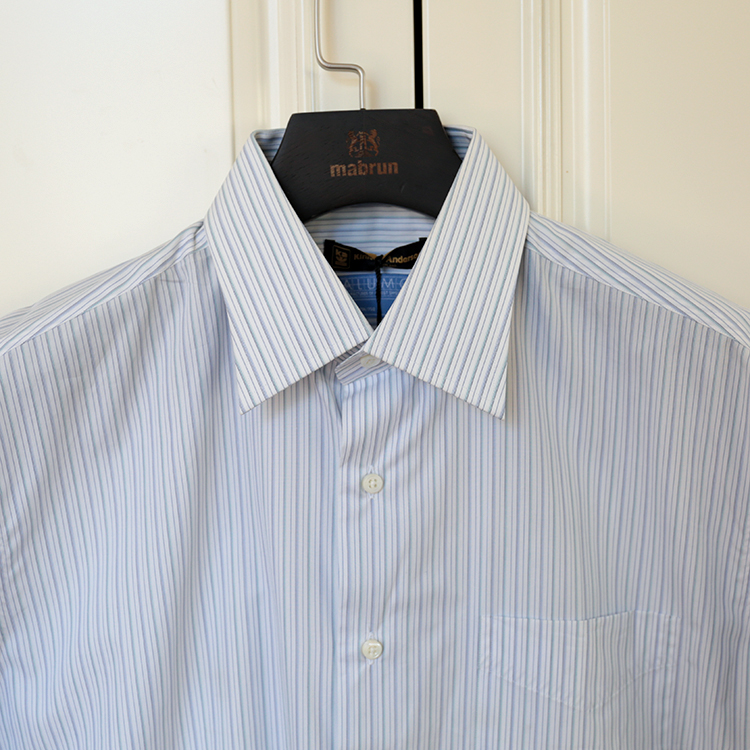 英国正品牌金安德森短袖条纹衬衫进口面料商务正装百搭高支经理人