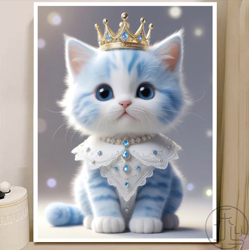 皇冠小猫钻石画新款可爱卡通儿童卧室满钻点十字绣小幅简单砖石秀