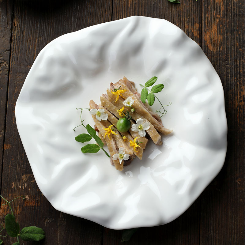 餐厅创意菜盘子冷菜摆盘餐具不规则特色菜陶瓷盘融合菜浅盘意境菜
