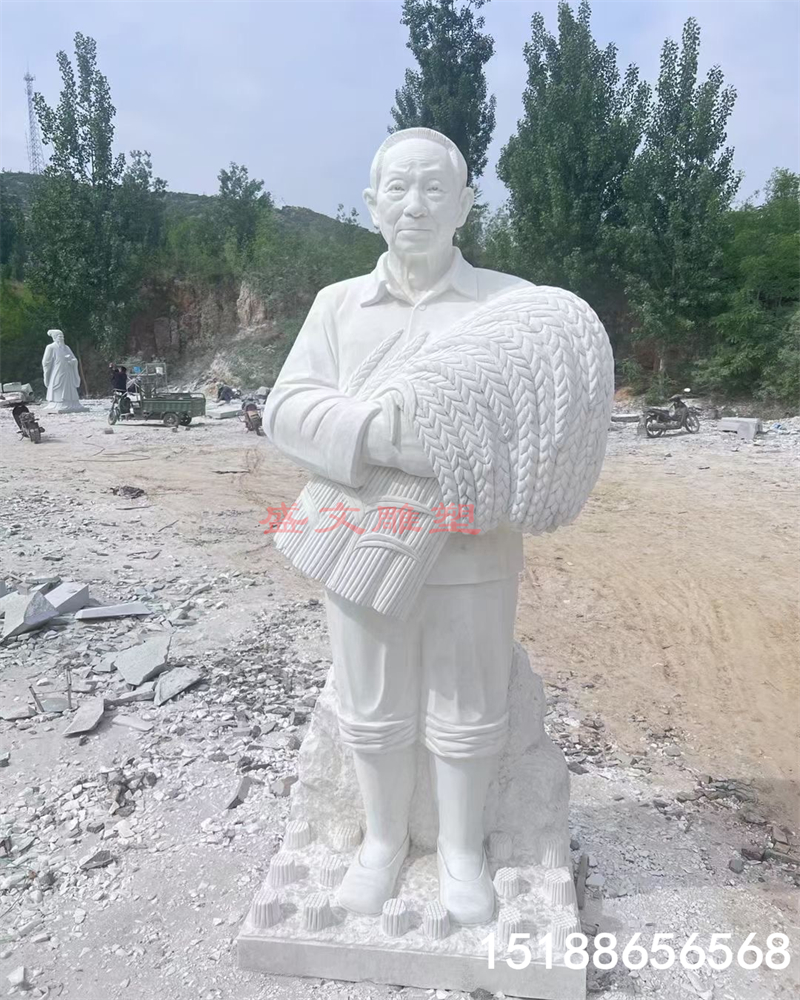 汉白玉石雕袁隆平人物雕像杂交水稻之父名伟人校园半身像雕塑定制