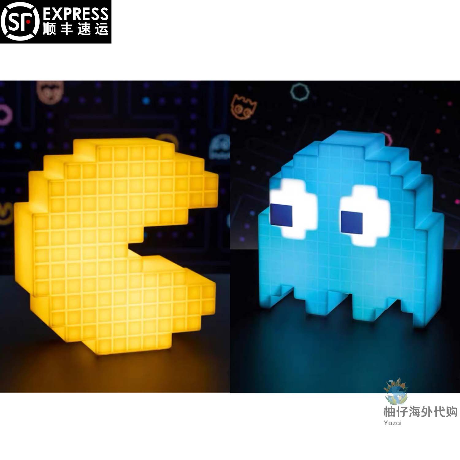 英国代购Pacman 吃豆子吃豆人 小幽灵像素夜灯 装饰灯RGB正版授权