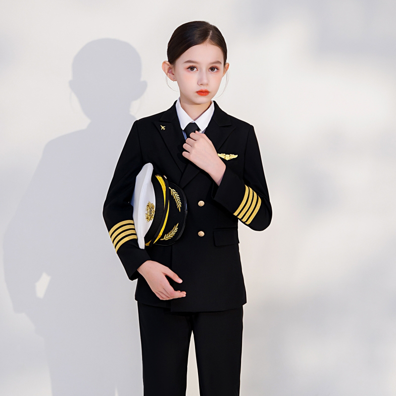 儿童飞行员服装中国机长制服空少制服少儿模特团体走秀服装演出服