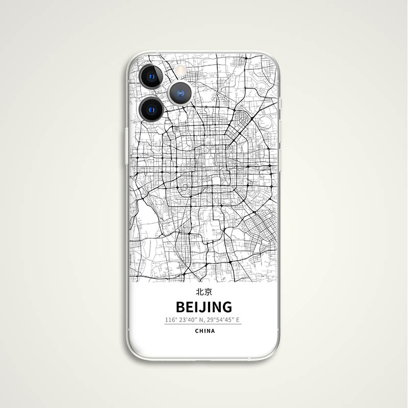 INS风北京上海香港重庆全国全球城市地图手机壳 系列 E067 TPU磨砂全包软壳  适用iphone15promax